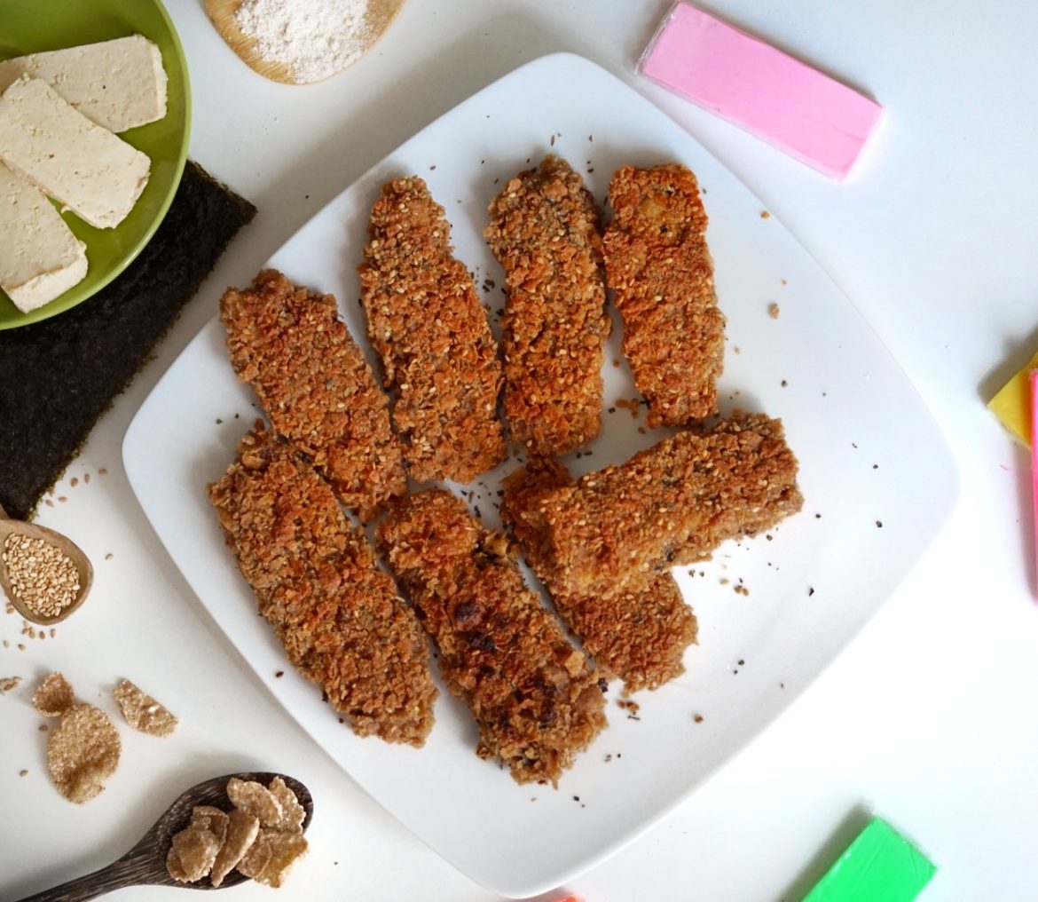 Fischstäbchen mit Tofu und Nori-Alge